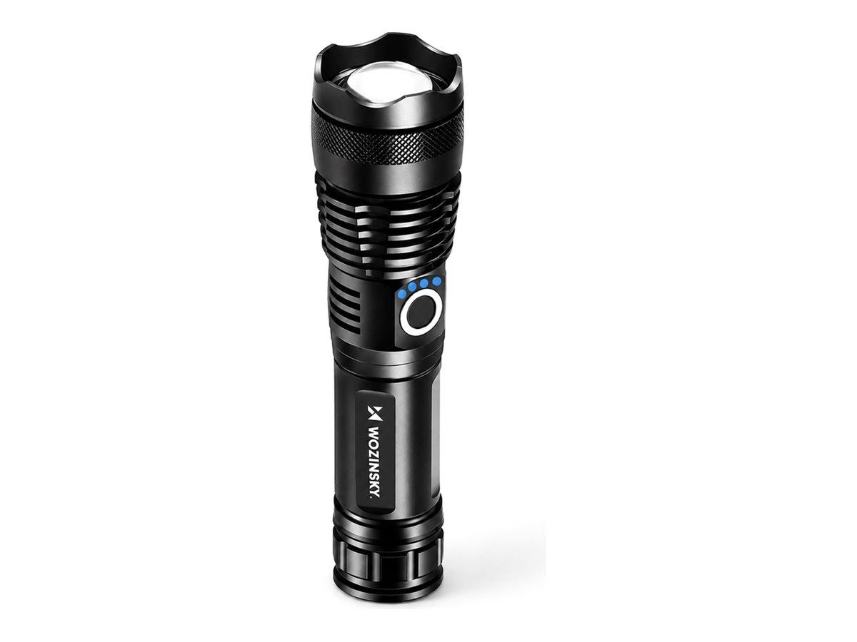 Wozinsky WLT-15W taktisk LED-lommelygte 15 W med 1500 lumen, 4000 mAh, USB-C og IP65 - sort