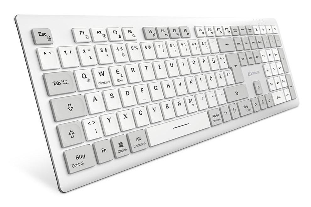 Sharkoon OfficePal K30W trådløst tastatur med QWERTZ-layout, numerisk tastatur og USB - hvid