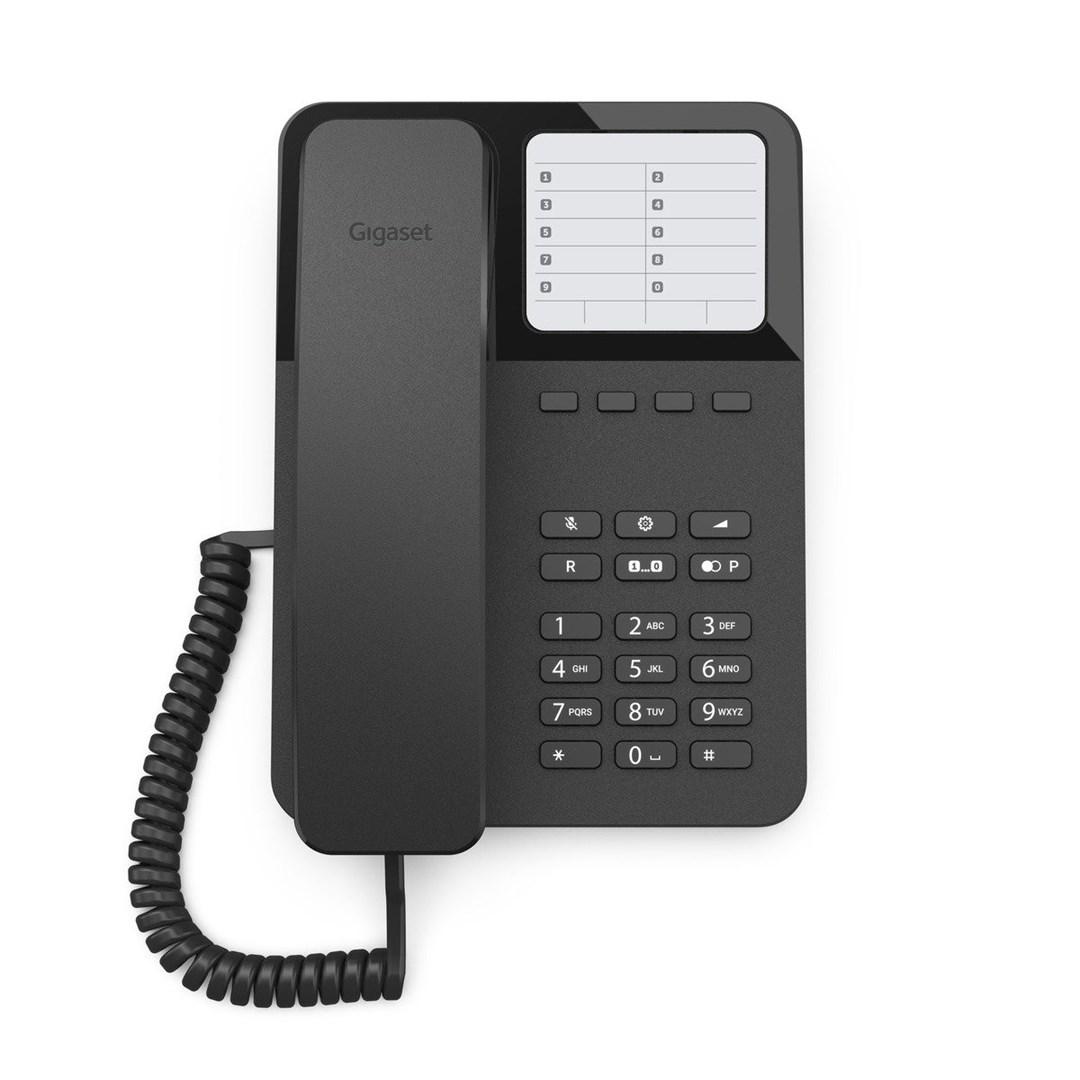 Gigaset DESK 400 analog fastnettelefon med ledningsført håndsæt - sort