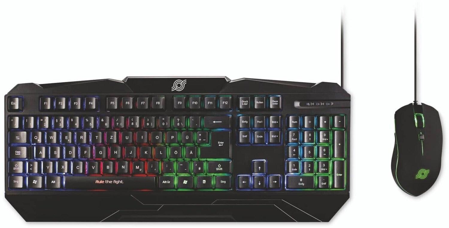 Gaming tastatur og mus sæt MRGS102 USB QWERTZ tysk layout RGB LED - sort