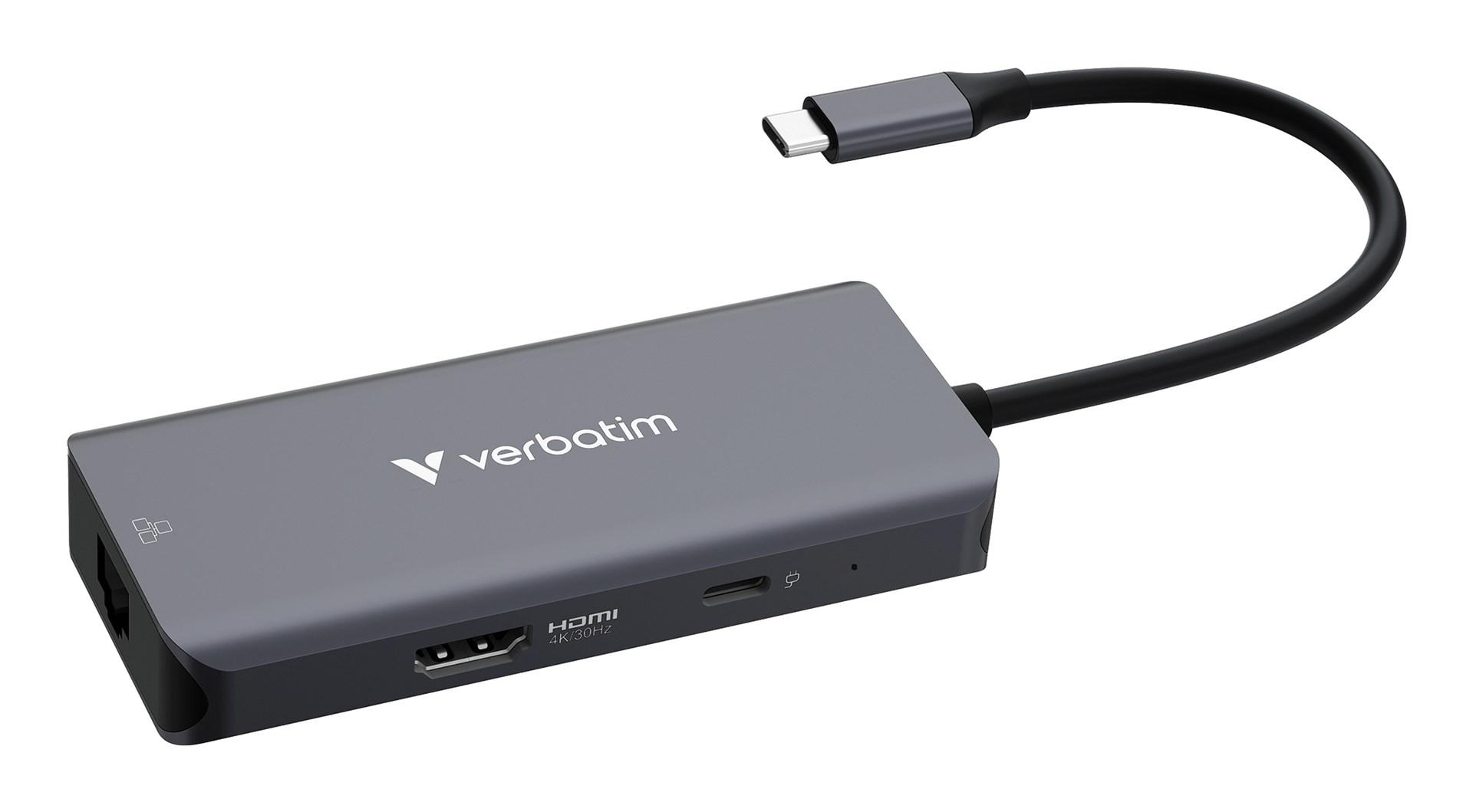 Verbatim USB-C Essentials multiport-hub med 6 porte - HDMI, RJ45, USB-C PD og 3 x USB-A 3.2 Gen 1
