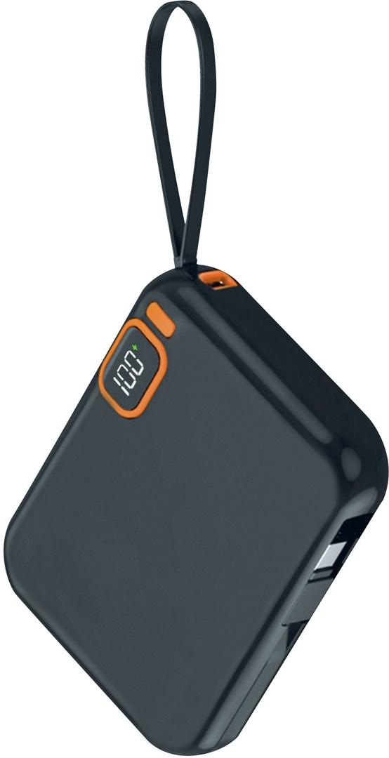 2GO Powerbank Travel 10.000 mAh - sort powerbank med display, USB-C, Lightning og Power Delivery