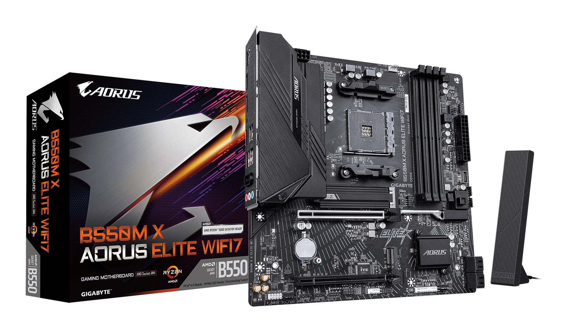 Gigabyte B550M X AORUS ELITE WIFI7 bundkort - AMD B550, Socket AM4, micro ATX, Wi-Fi 7