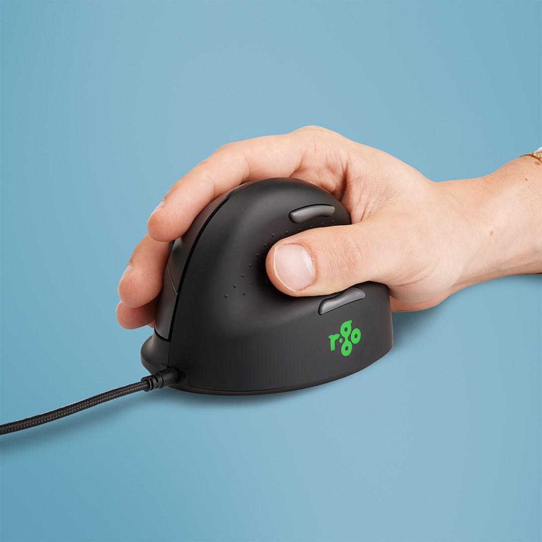 R-Go HE Break ergonomisk mus med pause-software, small, højrehåndet, kablet, sort