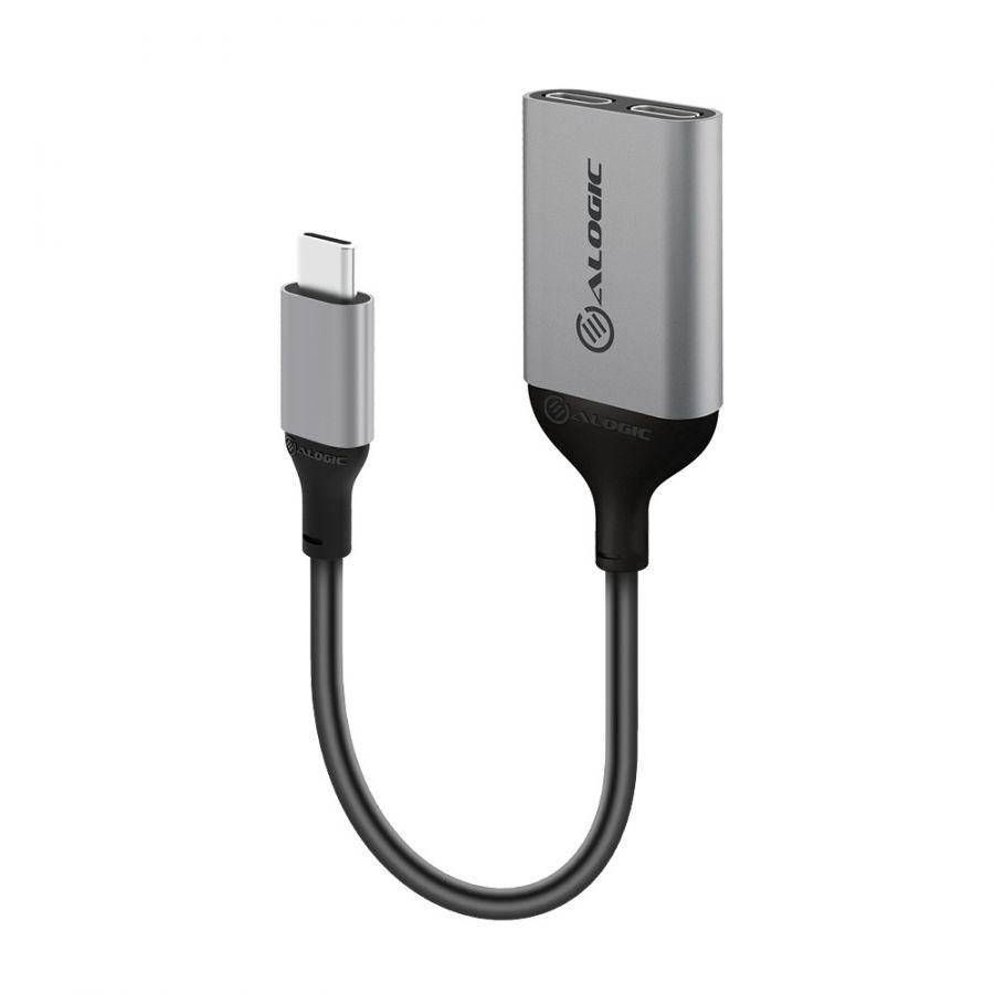 ALOGIC USB-C interfacehub med 2 x USB 3.2 Gen 1 Type-C, 100 W USB PD 3.0, grå