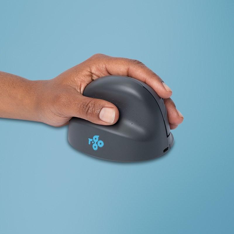 R-Go Tools RGOHEBAMLWL venstrehånds Bluetooth mus, vertikal, optisk, 1600 DPI, grå