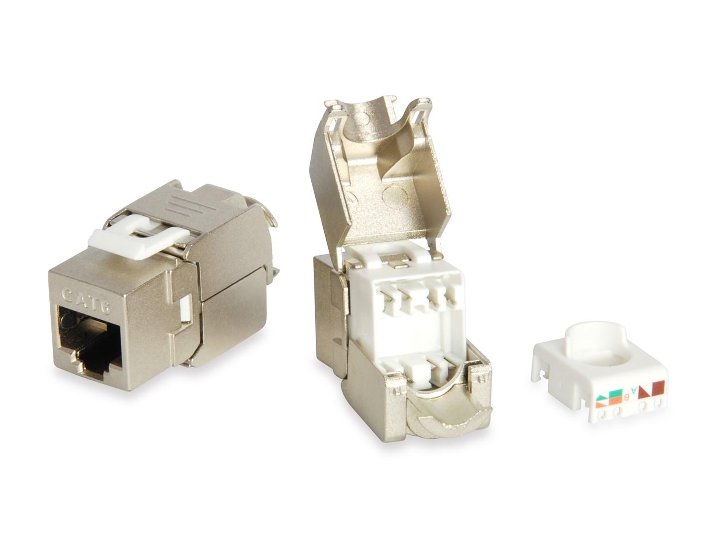 Equip Cat.6 skærmet toolfree keystone jack RJ-45 hun til LSA hun - aluminium