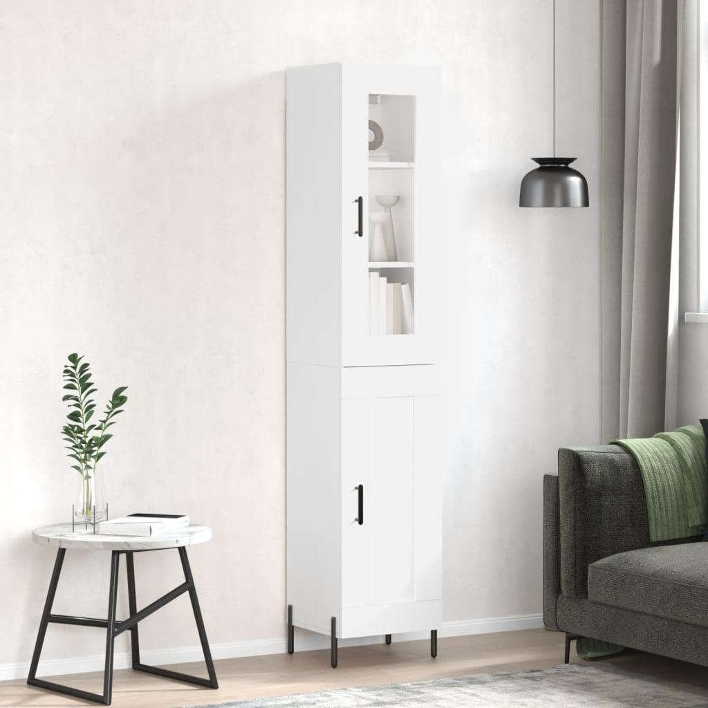 Højskab i hvidt konstrueret træ - 34,5 × 34 × 180 cm