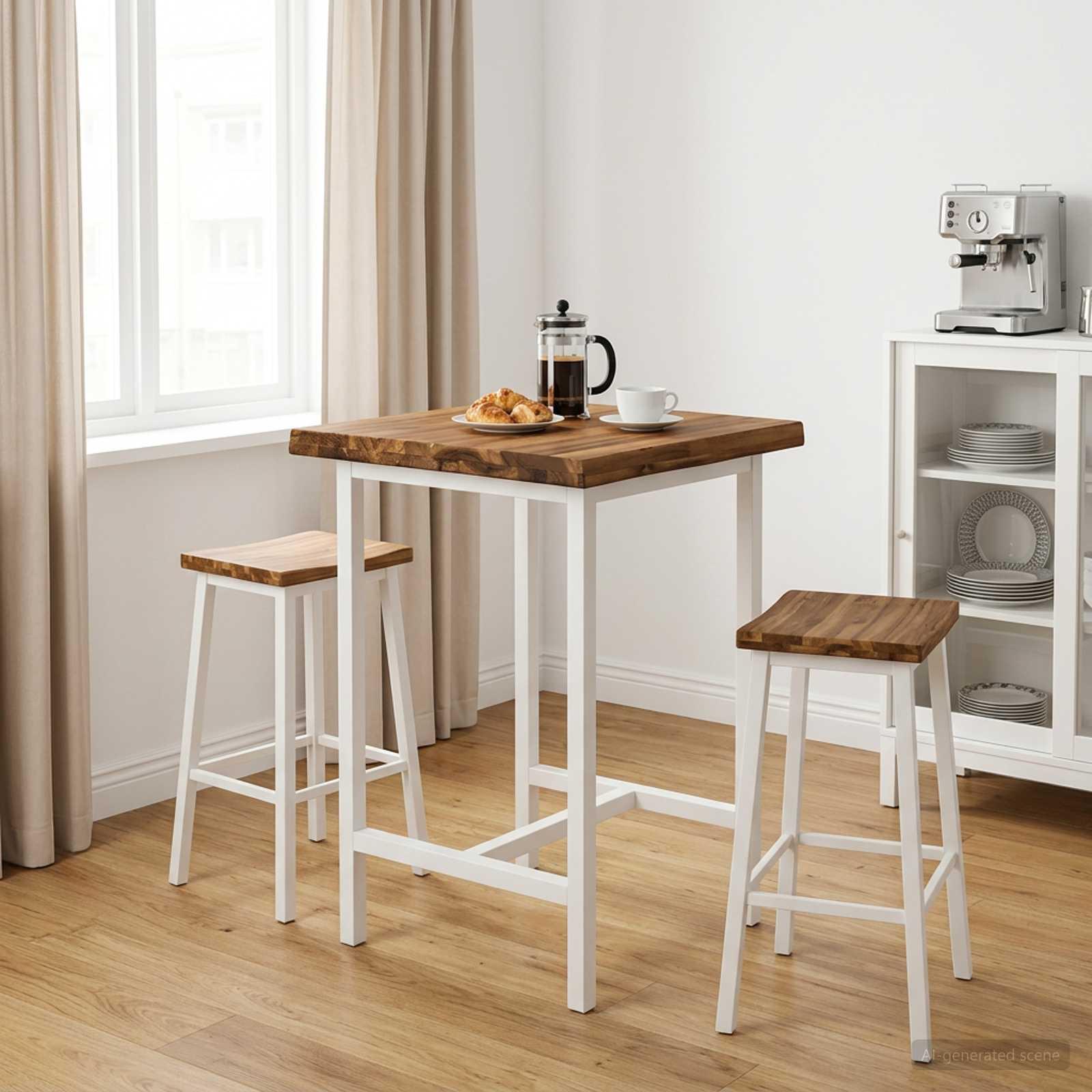 Rektangulær bordplade i massivt akacietræ 90 x 50 x 3,5 cm naturfarvet