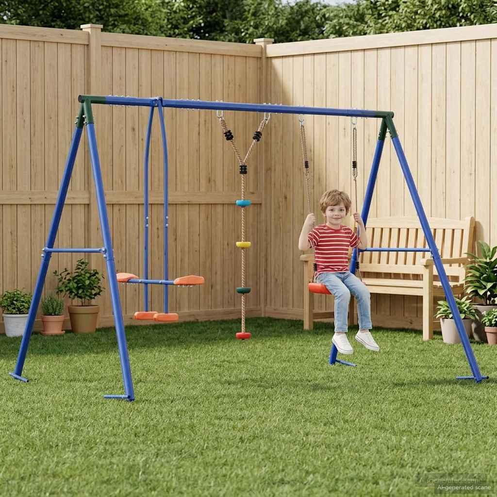 Udendørs gyngestativ flerfarvet i stål og PE 263 x 185 x 185 cm