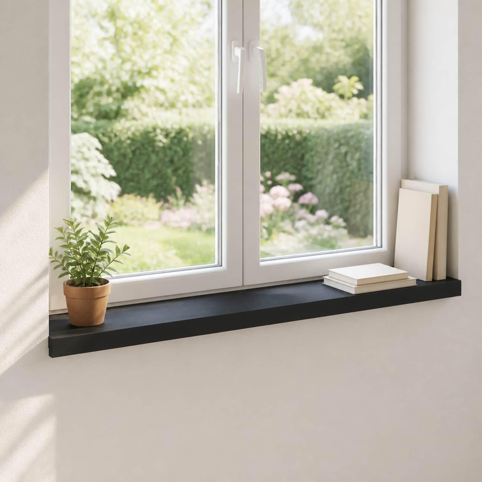 vidaXL Vindueskarme 2 stk. Sort 80x 20 x 2 cm Solid bøg