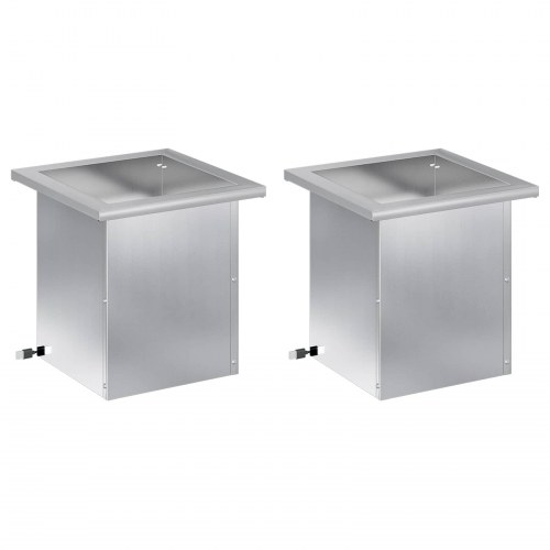 Plantekasse med LED 2 stk. - sølv 30 x 30 x 30 cm