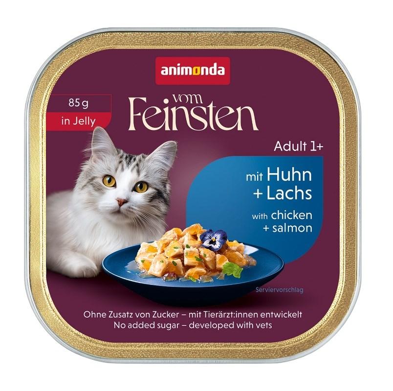 Vådfoder til katte animonda Vom Feinsten Adult i gelé med kylling og laks - 85 g