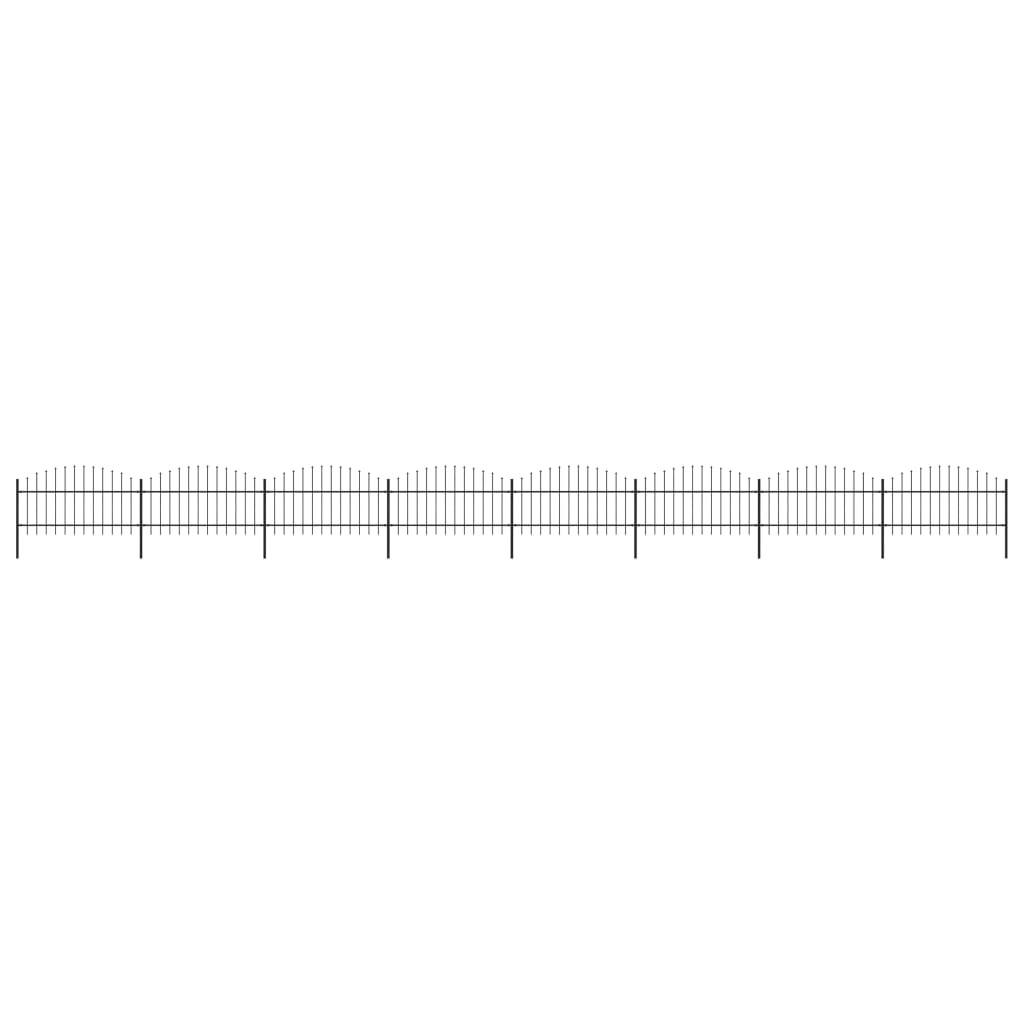 Havehegn med spydtop (1-1,25) x 13,6 m sort stål