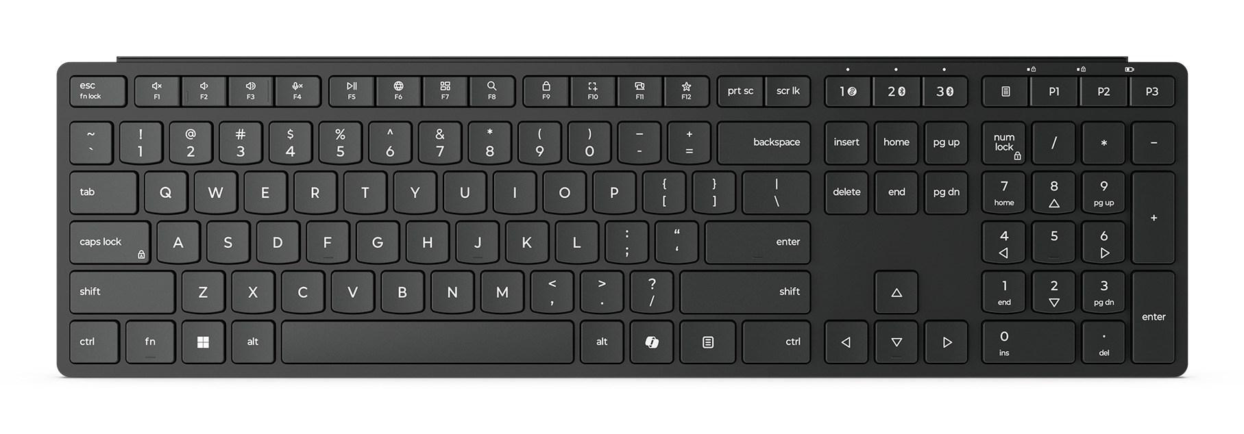 Lenovo 4Y41S04673 trådløst tastatur med RF, Bluetooth 5.4 og tysk layout - sort