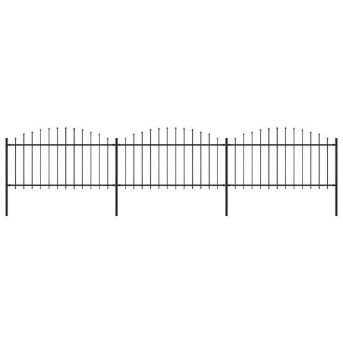 Havehegn med spydtop (1,25-1,5) x 5,1 m sort stål