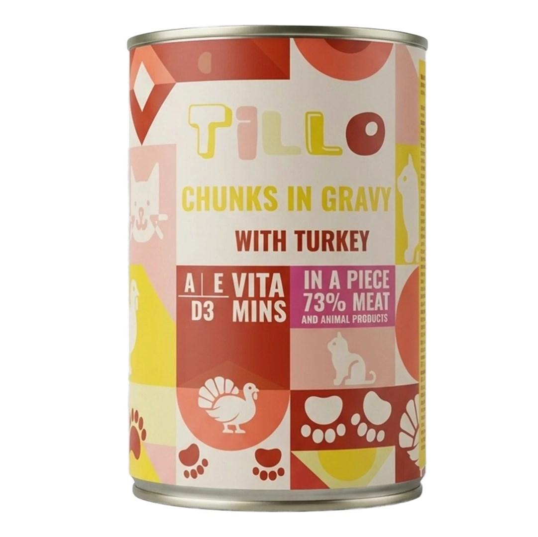 Tillo Chunks in Sauce med Kalkun - vådfoder til voksne katte, 415 g