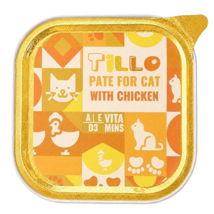 Tillo Paté med kylling til kat - vådfoder fuldfoder til voksne katte, 100 g