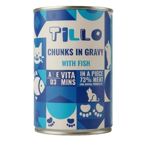 Vådfoder til kat Tillo Chunks in Gravy med fisk - 415 g