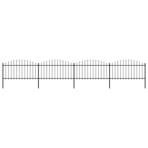 Havehegn med spydtop (1,25-1,5) x 6,8 m sort stål