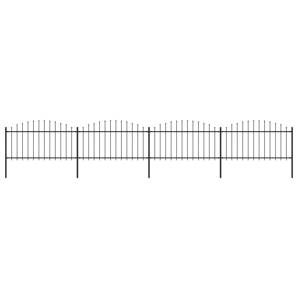 Havehegn med spydtop (1,25-1,5) x 6,8 m sort stål