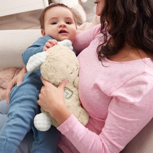 Kaninbamse med lyd Fisher-Price Soothe & Settle Bunny - beige/hvid