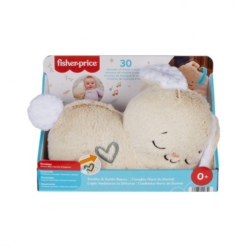 Kaninbamse med lyd Fisher-Price Soothe & Settle Bunny - beige/hvid
