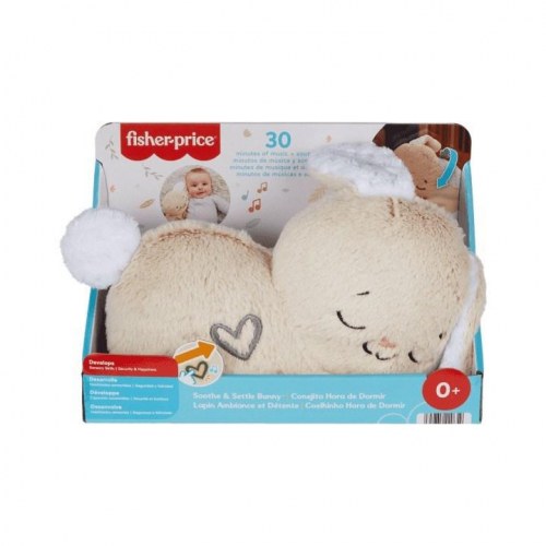 Kaninbamse med lyd Fisher-Price Soothe & Settle Bunny - beige/hvid