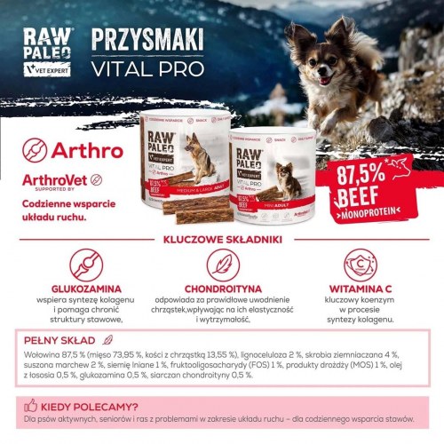 Hundegodbid VetExpert Raw Paleo Vital Pro Arthro Beef Medium & Large Adult - 100 g