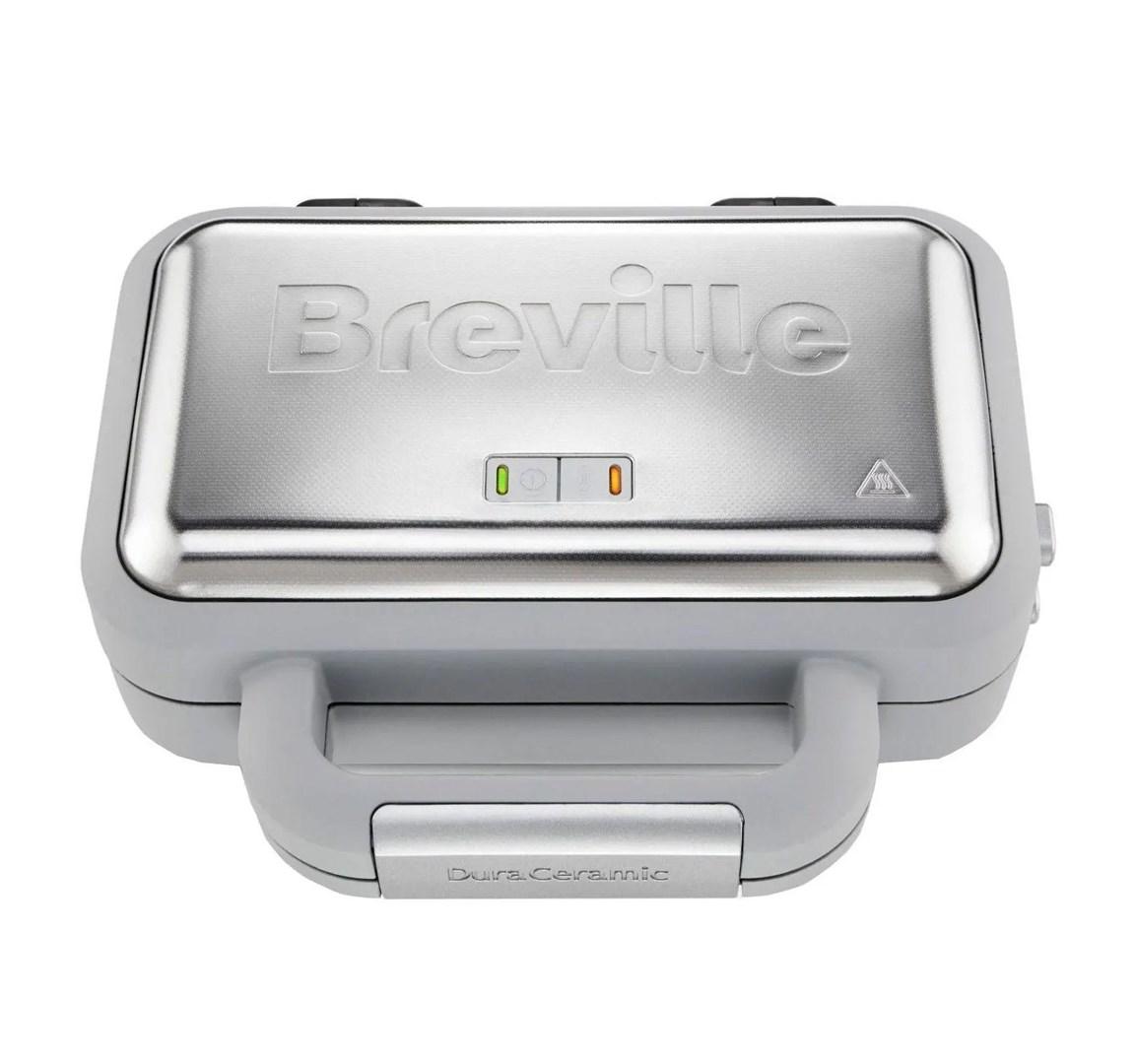Breville DuraCeramic VST072X vaffeljern i sølv med aftagelige plader, 850 W