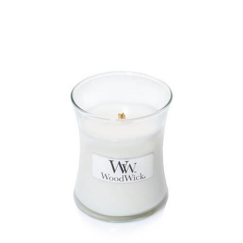 Duftlys WoodWick - hvid, te/jasmin/rose/ceder