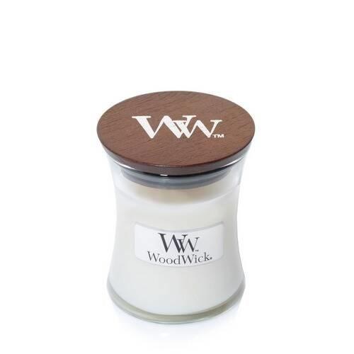 Duftlys WoodWick - hvid, te/jasmin/rose/ceder