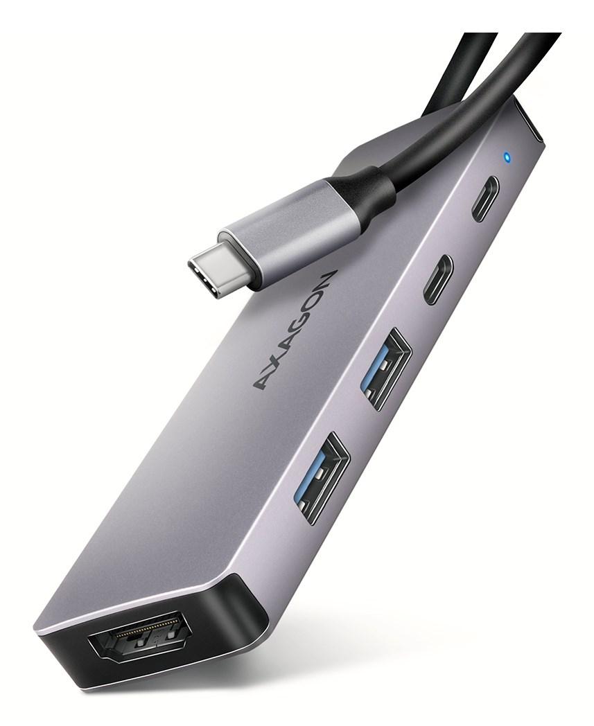 Axagon HMC-5H60, Ledningsført, USB 3.2 Gen 1 (3.1 Gen 1) Type-C, 100 W, 1.4/2.2, Grå, 5 Gbit/sek.