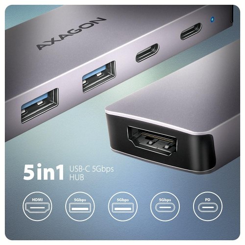 USB-C hub AXAGON HMC-5H60 - HDMI 4K, 2 x USB-A, PD 100 W