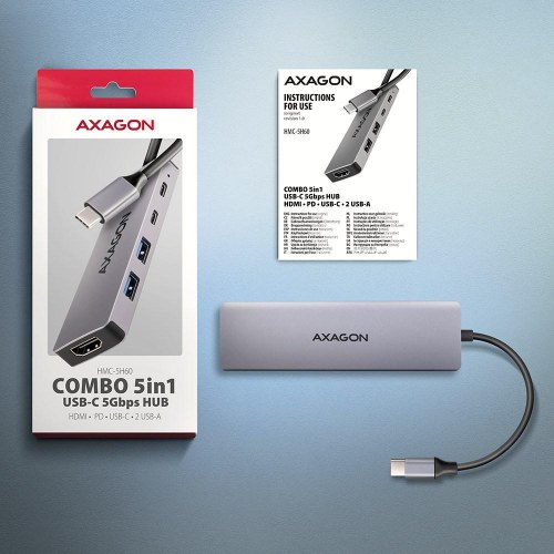 USB-C hub AXAGON HMC-5H60 - HDMI 4K, 2 x USB-A, PD 100 W