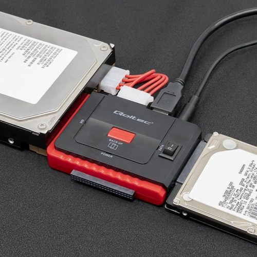 Harddiskadapter Qoltec USB 3.0 til IDE/SATA III - sort/rød