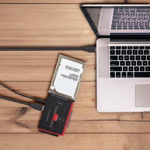 Harddiskadapter Qoltec USB 3.0 til IDE/SATA III - sort/rød