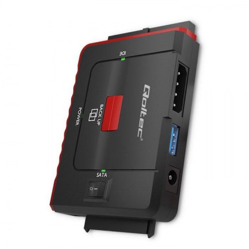 Harddiskadapter Qoltec USB 3.0 til IDE/SATA III - sort/rød