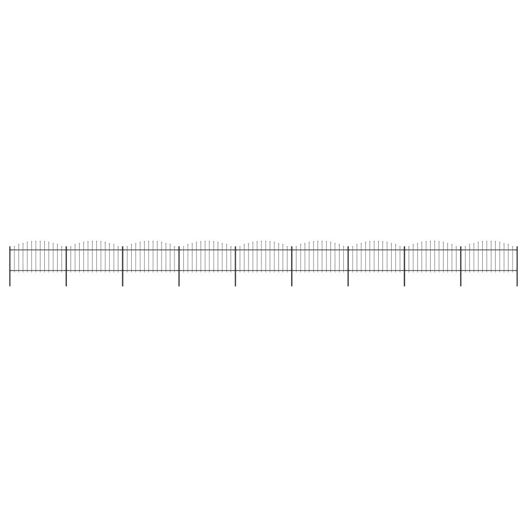 Havehegn med spydtop (1,25-1,5) x 15,3 m sort stål