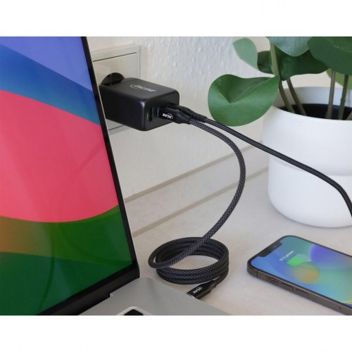 USB PD oplader InLine GaN 65 W - 2 x USB-C og USB-A, sort