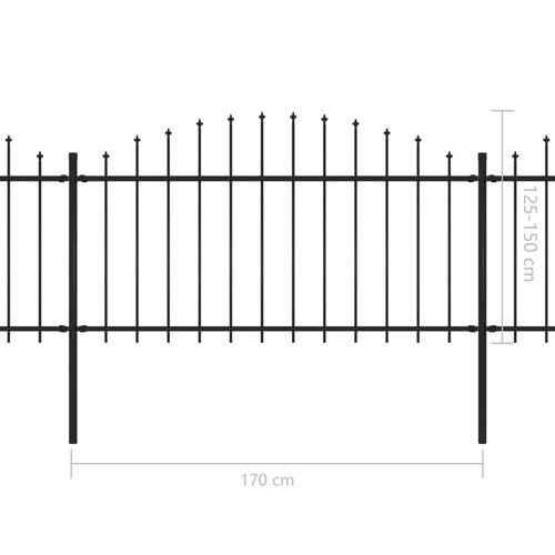 Havehegn med spydtop (1,25-1,5) x 15,3 m sort stål