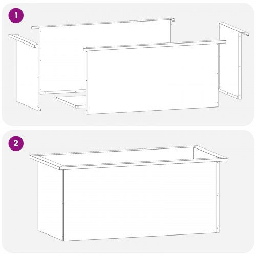 Plantekasser med LED 2 stk. - sølv 40 x 80 x 40 cm