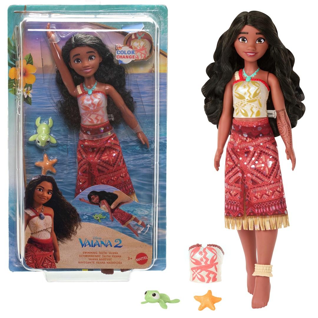 Disney Vaiana 2 Swimming Tautai Vaiana mode dukke med 2 tilbehør og farveskiftende overdel