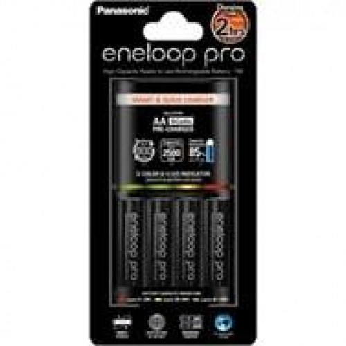 Batterioplader Panasonic eneloop pro K-KJ55HCD40E med 4 AA-batterier
