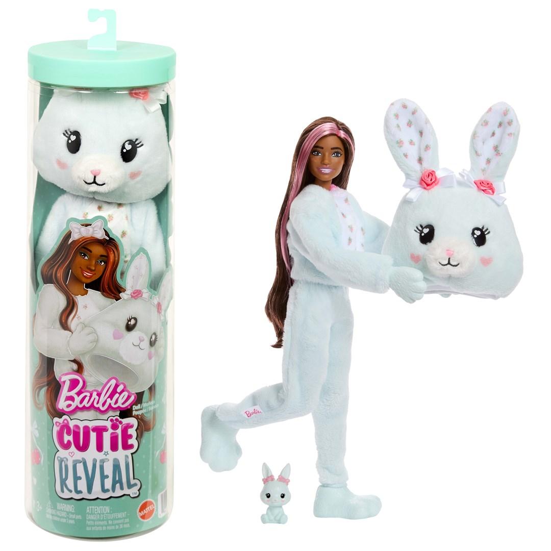 Barbie Cutie Reveal dukke og tilbehør, Cuddly Series kanin med 10 overraskelser