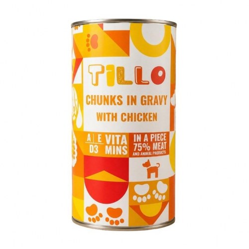 Vådfoder til hunde Tillo Chunks in Gravy med kylling - 1,25 kg