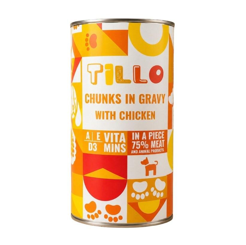 Tillo Chunks in Gravy med kylling vådfoder til hund, fuldfoder på dåse 1,25 kg