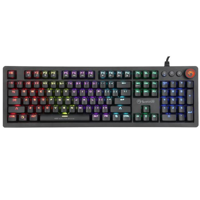 Marvo KG917 gamingtastatur med USB, mekaniske taster, LED-belysning og numerisk tastatur - sort