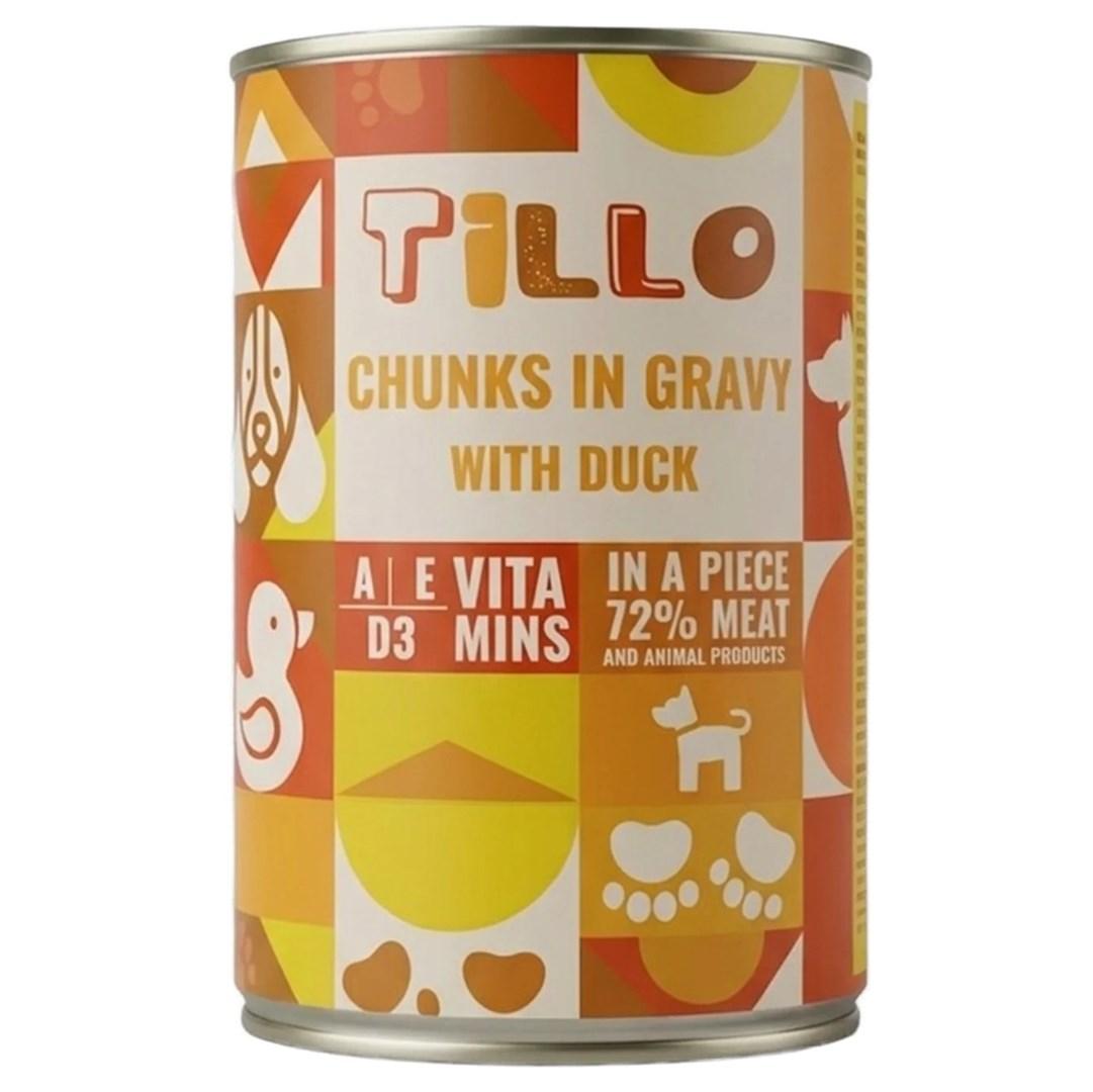 Tillo Chunks in Gravy med and - vådfoder til voksne hunde, fuldfoder på dåse 415 g