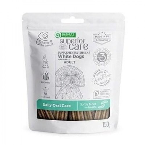 Hundegodbidder NATURE'S PROTECTION Superior Care White Dogs Adult Daily Oral Care Insects - 150 g